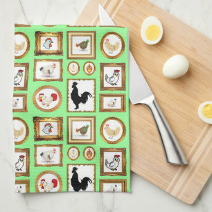 A GALLERY OF CHICKENS KITCHEN TOWEL