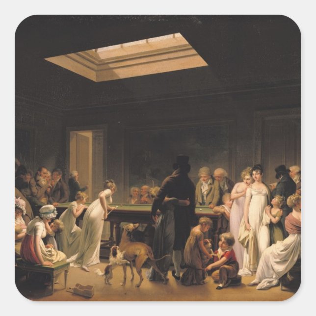 A Game of Billiards, 1807 Square Sticker (Front)