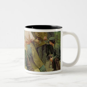 A Game of Bourles in Flanders, 1911 Two-Tone Coffee Mug