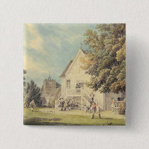 A Game of Bowls on the Bowling Green outside the B 15 Cm Square Badge