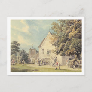 A Game of Bowls on the Bowling Green outside the B Postcard