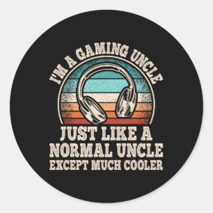 A Gaming Uncle Video Game Funny Gamer Cool Uncle Classic Round Sticker