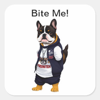 A gangster French bulldog named Max Square Sticker