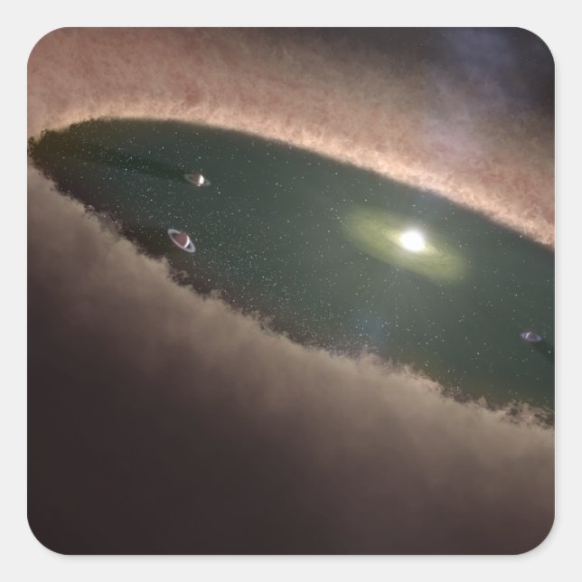 A gap in a protoplanetary, or planet-forming square sticker (Front)