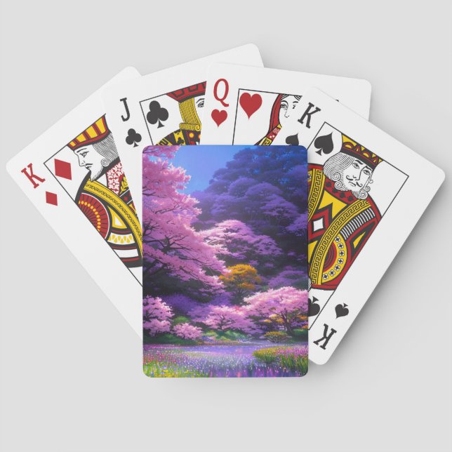 A Garden Abloom with Flowers and Cherry Playing Cards (Back)