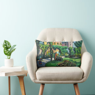 A Garden, Gartenbild by August Macke, Vintage Art Lumbar Cushion