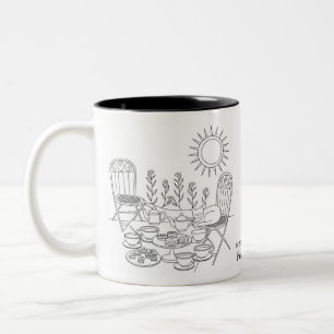 A Garden Tea Party with Sleeping Cat Mug