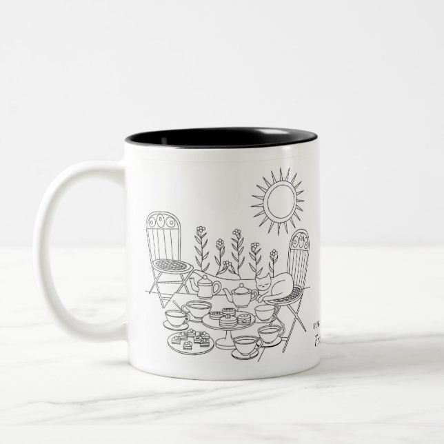  A Garden Tea Party with Sleeping Cat Mug  (Left)