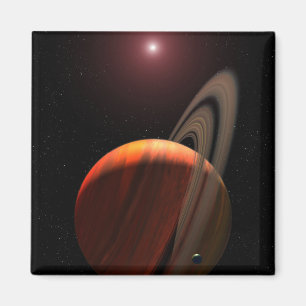 A gas giant planet orbiting a red dwarf magnet