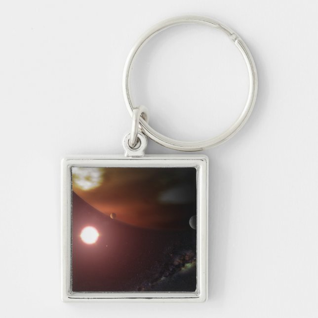 A gas giant planet orbiting a red dwarf star key ring (Front)