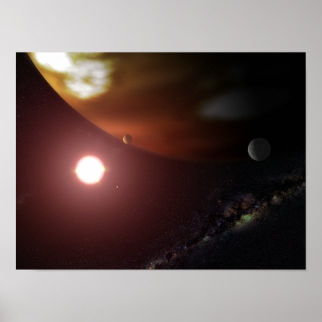 A gas giant planet orbiting a red dwarf star poster (Front)