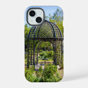 a gazebo in a gorgeous garden landscape iPhone 15 case