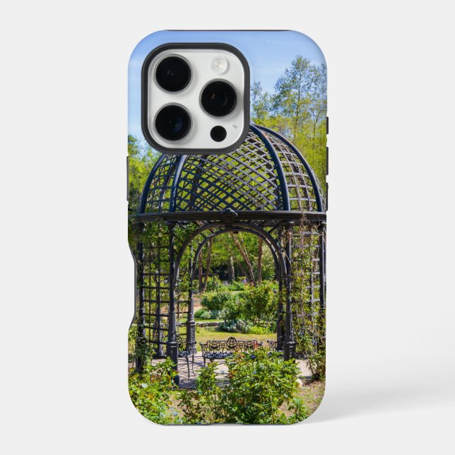 a gazebo in a gorgeous garden landscape iPhone case (Back)