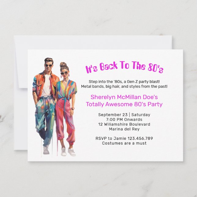 A Gen Z Totally 80's Party Invitation (Front)