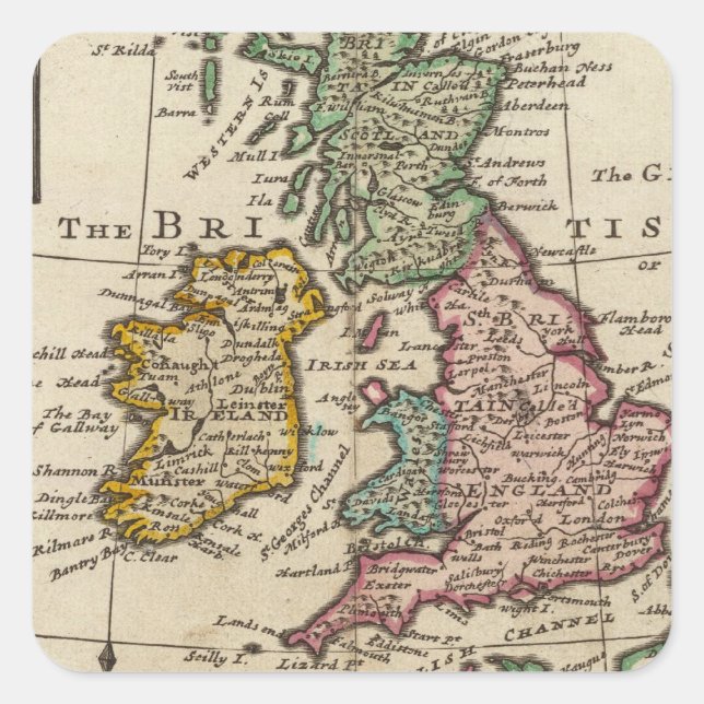 A general map of Great Britain and Ireland Square Sticker (Front)