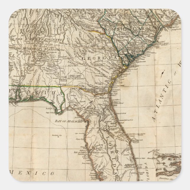 A General Map of the Southern British Colonies Square Sticker (Front)