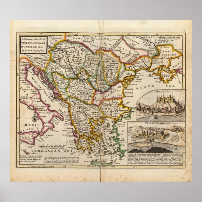 A general map of Turkey in Europe Poster (Front)