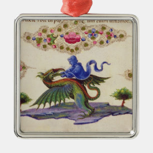 A Genie and Winged Monster Metal Ornament