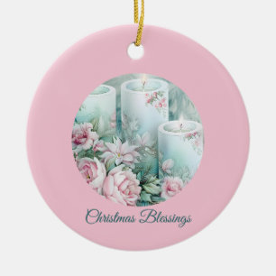 A Gentle Light – Pastel Christmas Card Ceramic Orn Ornament