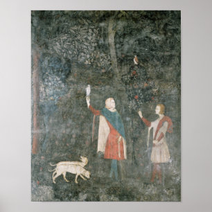 A Gentleman Hawking, from the Stag Room, 1343 Poster