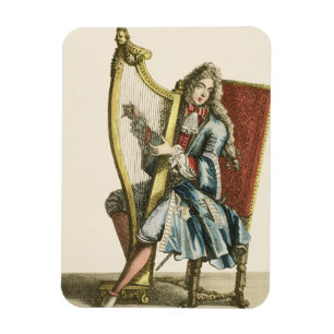A gentleman playing the harp (engraving) magnet