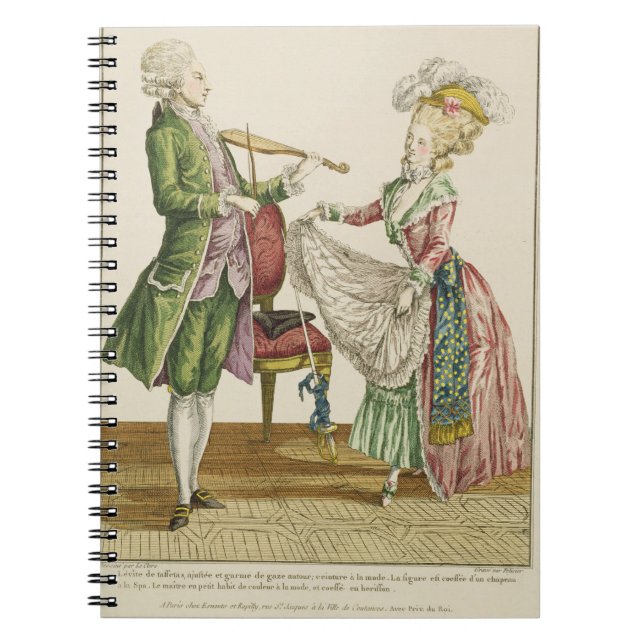 A gentleman playing the violin while a lady dances notebook (Front)