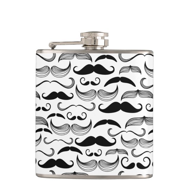 A Gentlemen's Club. Moustache pattern 2 Hip Flask (Front)