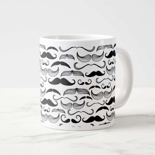 A Gentlemen's Club. Moustache pattern 2 Large Coffee Mug (Front Right)