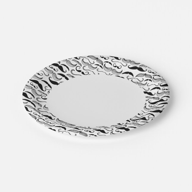 A Gentlemen's Club. Moustache pattern 2 Paper Plate (Angled)
