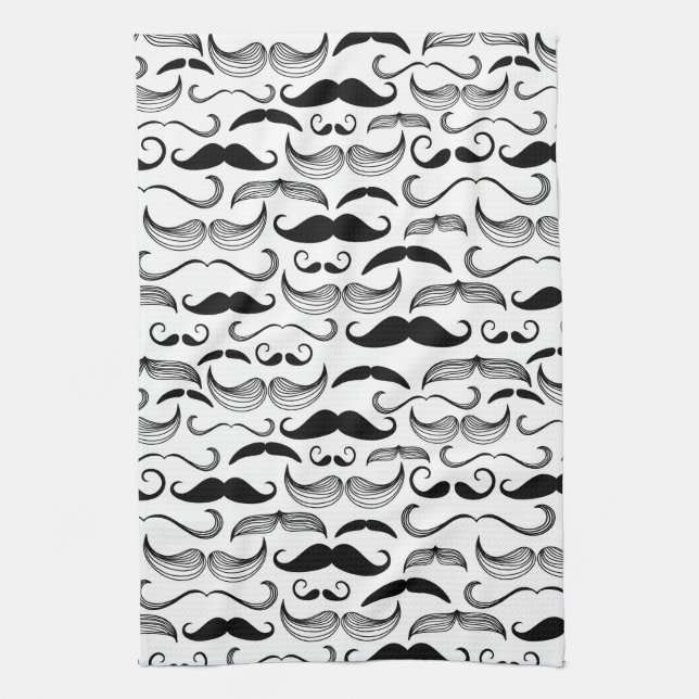A Gentlemen's Club. Moustache pattern 2 Tea Towel (Vertical)