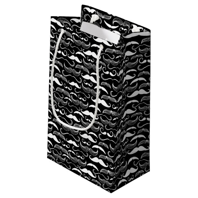 A Gentlemen's Club. Moustache pattern Small Gift Bag (Back Angled)
