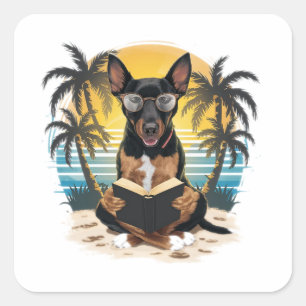 A German pull dog wearing horn-rimmed glasses Square Sticker