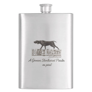 A German Shorthaired Pointer on point Hip Flask