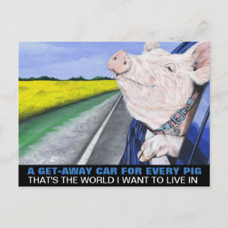 A Get-Away Car For Every Pig Postcard