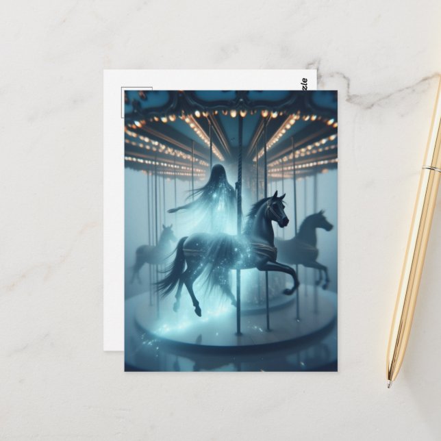 A Ghost on the Carousel Postcard (Front/Back In Situ)