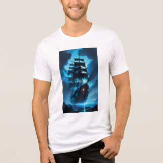 a ghost ship, a pirate ship, a foggy ship, the Fly Tri-Blend Shirt