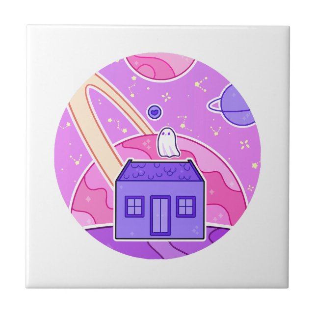 A ghost that lives on space ceramic tile (Front)