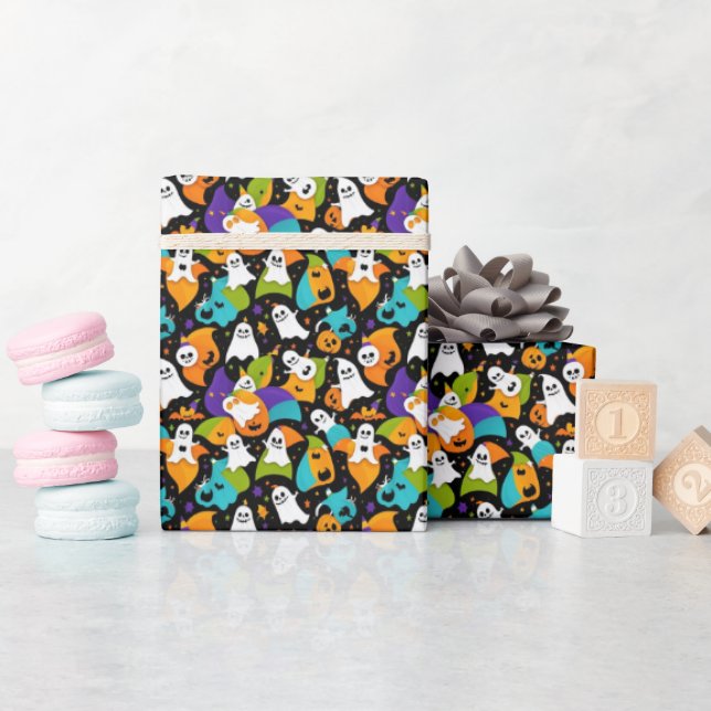 A Ghostly Halloween pattern Wrapping Paper (Baby Shower)