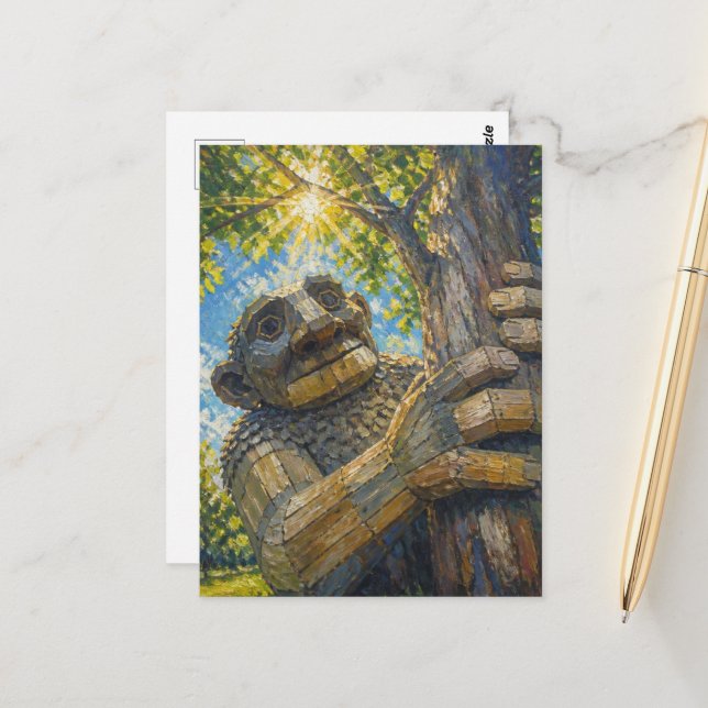 A Giant Troll Holds Up a Tree Postcard (Front/Back In Situ)