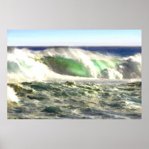 A Giant Wave Rolling in to Shore Poster