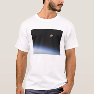 A gibbous moon visible above Earth's atmosphere T-Shirt