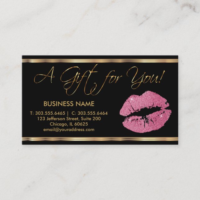A Gift Certificate Pretty Pink Lipstick Business (Front)