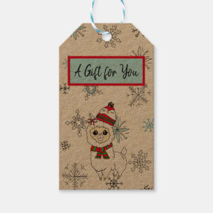 A Gift for You Llama and Snowflakes Christmas Tags