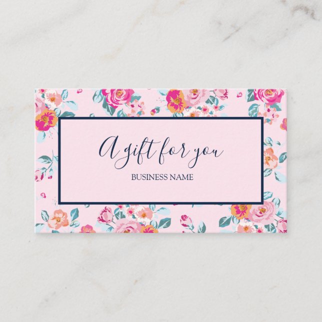 A Gift For You Pink Roses Floral Gift Certificate (Front)