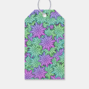 A Gift for You Purple and Green Flowers Tags