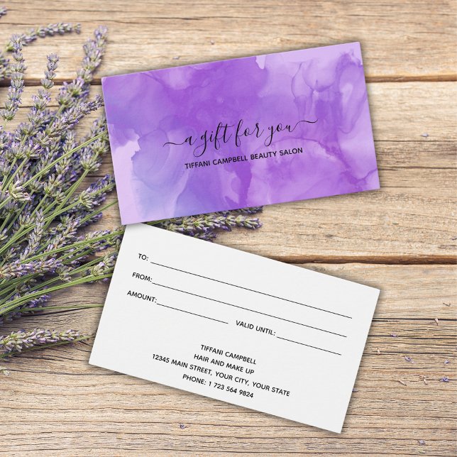 A Gift for You Purple Watercolor Beauty Salon (Creator Uploaded)