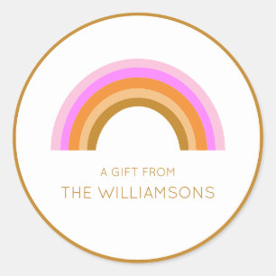 A Gift From Rainbow Personalised Family Name Boho Classic Round Sticker