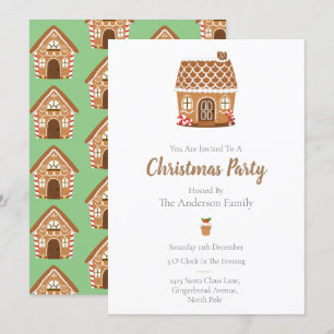A Gingerbread House Christmas Invitation