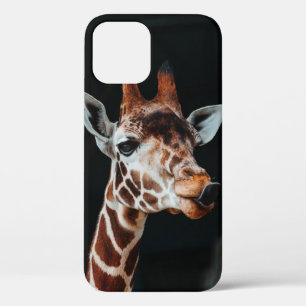 A GIRAFFE AT CALGARY ZOO POKING HIS TONGUE OUT iPhone 12 CASE