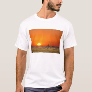 A Giraffe couple walks into the sunset, in T-Shirt